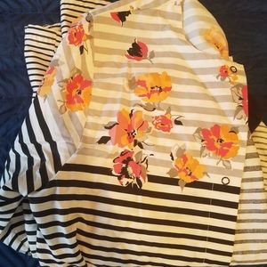 Flower and striped scrub jacket
